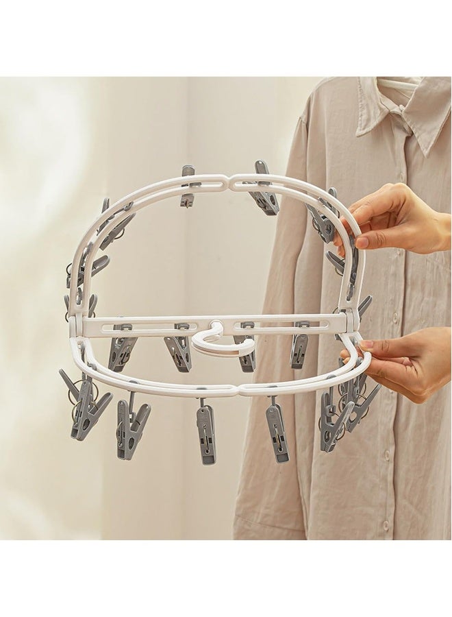 Foldable Drying Rack Hanger, Folding Portable Underwear Hangers with Clips Socks 20 Clips 360° Rotatable Hook for Drying Towels Bras Baby Clothes Gloves - Image 3