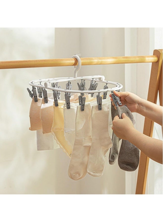 Foldable Drying Rack Hanger, Folding Portable Underwear Hangers with Clips Socks 20 Clips 360° Rotatable Hook for Drying Towels Bras Baby Clothes Gloves - Image 1