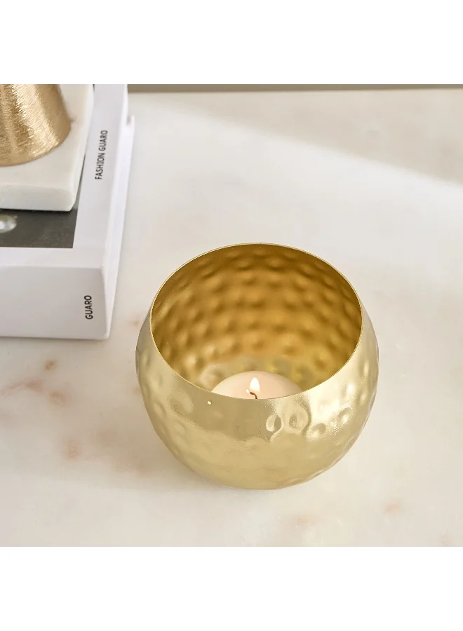 Home Box Avya Metal Hammered Tealight Holder - 10x10x7.5 cm