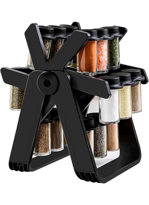 Revolving Spice Rack Set, 360°Rotating Ferris Wheel Seasoning Organizer with 18 Empty Spice Jars, Each Tank Can Hold a Capacity Of 300ml, for Cinnamon, Cumin, Crushed Red Pepper (Assorted Colors)