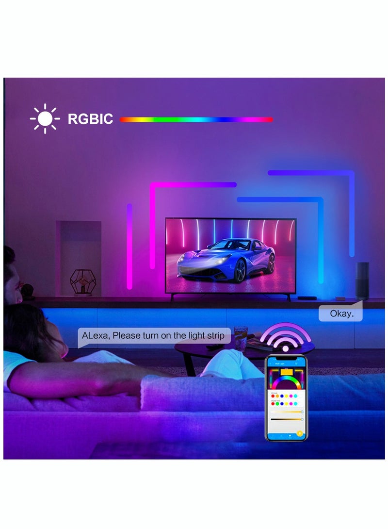 MITOYO 4 Pieces Light Bar Bluetooth APP Led Smart Night Lights RGBIC Voice Control Music Sync DIY Wall Light For TV Bedroom Game Room Bar Decora - Image 4