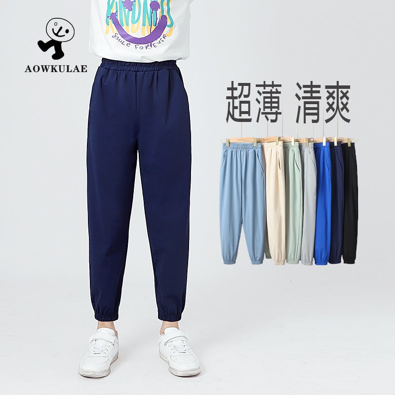 Summer Korean version of the new boys sports anti-mosquito pants large children thin ice silk quick-drying pants girls pants wholesale - Image 2
