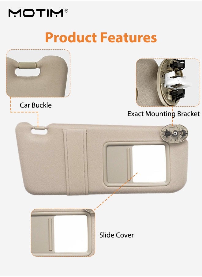Motim - 1 Pair Sun Visor Replacement with Mirror, Sun Visor Without Light, Left Driver Right Passenger Side Compatible with 2007 2008 2009 2010 2011 Toyota Camry, Sun Blocking, Sunvisors Replacement - Image 1