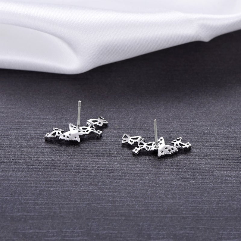 YOQUCOL Silver Tone 3D Butterfly Zirconia Crystal Ear Vine Climber Wrap Earrings For Women - Image 3