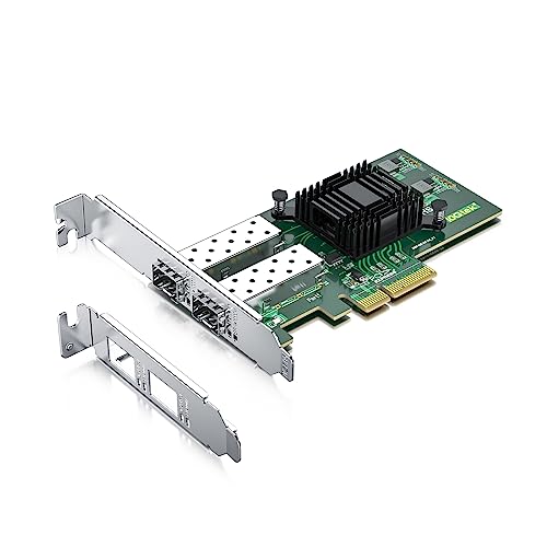 10Gtek 1000Mbps Gigabit Ethernet PCI Express NIC Network Card with Intel I350AM2 Chip Ethernet Server Converged Network Adapter I350-F2, PCIE 2.1 x4, Dual SFP Ports, Compare to Intel I350-F2 - Image 1