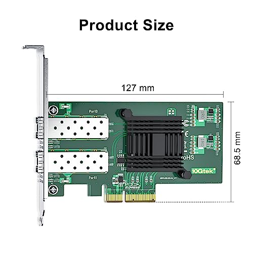 10Gtek 1000Mbps Gigabit Ethernet PCI Express NIC Network Card with Intel I350AM2 Chip Ethernet Server Converged Network Adapter I350-F2, PCIE 2.1 x4, Dual SFP Ports, Compare to Intel I350-F2 - Image 3