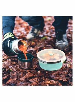 SYOSI Collapsible Silicone Bowl Camping Bowl With Lid And Foldable Stainless Steel Fork For Travel Microvave And Fridge Food Storage Bowl 1200ML  - Image 3