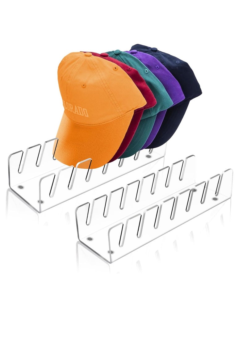 2 Pack Hat Stand for Baseball Caps Display and Organizer, New No Install Required Hat Stand Acrylic Hat Holder for 14 Baseball Caps Storage, Hat Racks for Bedroom, Closet, Dresser (Clear)  - Image 1