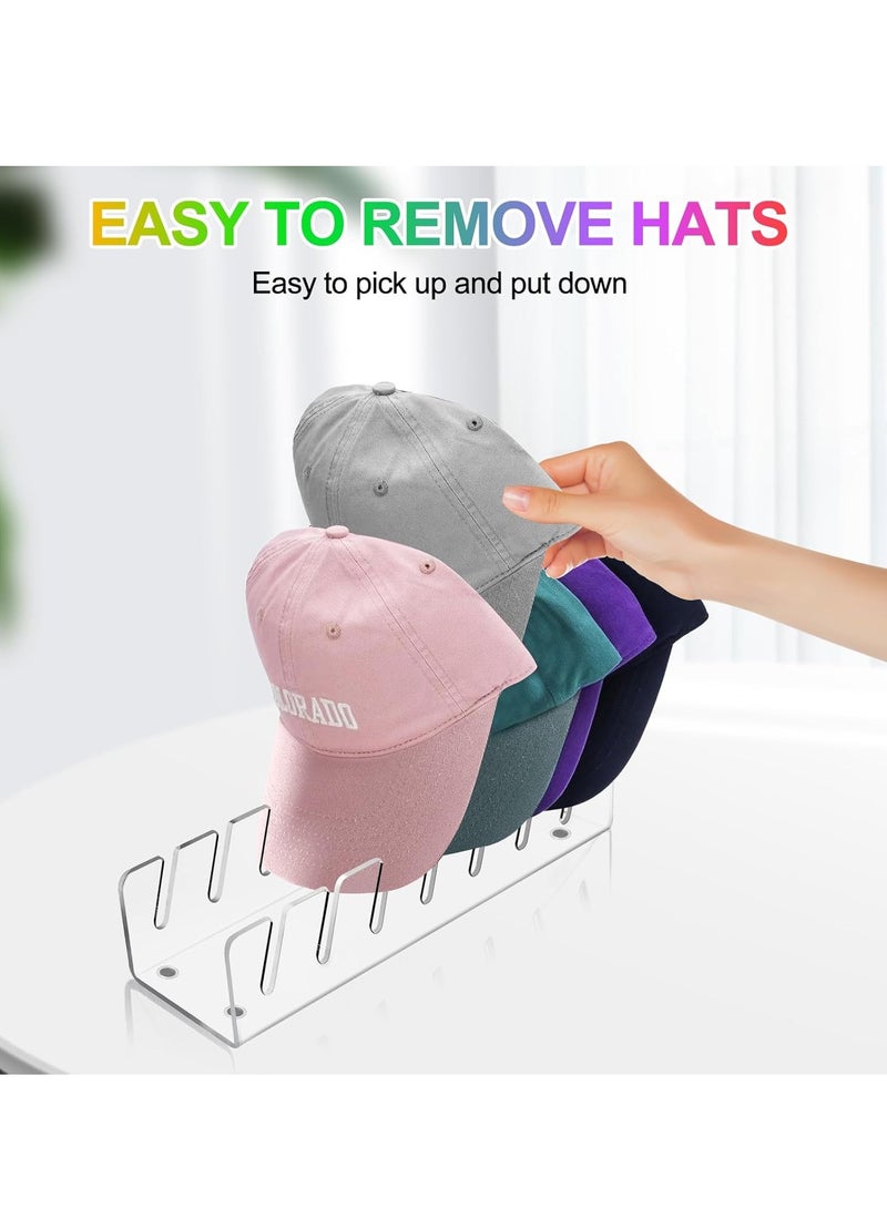 2 Pack Hat Stand for Baseball Caps Display and Organizer, New No Install Required Hat Stand Acrylic Hat Holder for 14 Baseball Caps Storage, Hat Racks for Bedroom, Closet, Dresser (Clear)  - Image 2