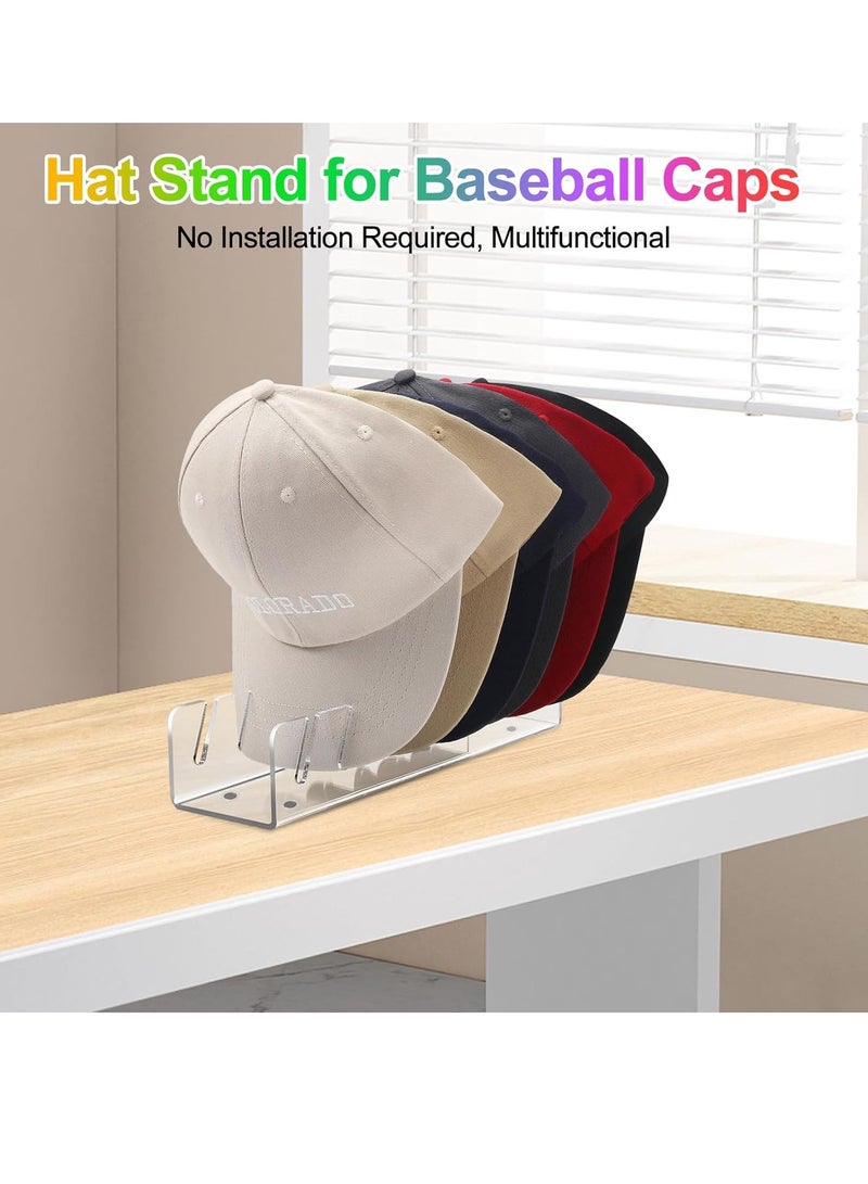 2 Pack Hat Stand for Baseball Caps Display and Organizer, New No Install Required Hat Stand Acrylic Hat Holder for 14 Baseball Caps Storage, Hat Racks for Bedroom, Closet, Dresser (Clear)  - Image 3