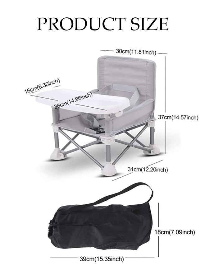 DUNISO Travel Booster Seat with Tray，Portable Baby Seat Travel，Foldable Kids Outdoor Camping Chair，Equipped with Storage Bag，for Indoor，Outdoor Use，Camping, Beach, Lawn - Image 2