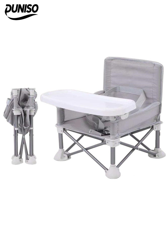 DUNISO Travel Booster Seat with Tray，Portable Baby Seat Travel，Foldable Kids Outdoor Camping Chair，Equipped with Storage Bag，for Indoor，Outdoor Use，Camping, Beach, Lawn - Image 1