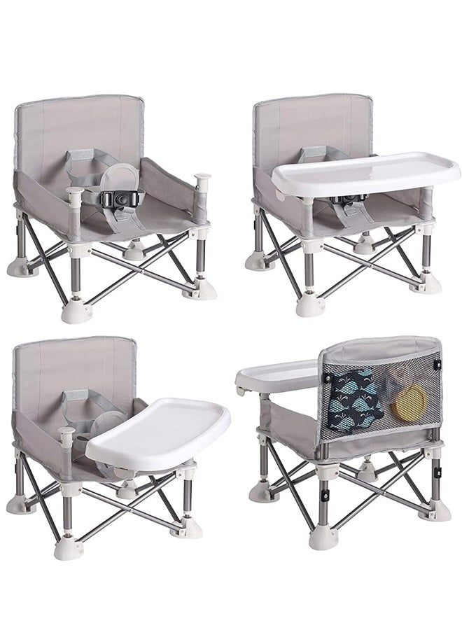 DUNISO Travel Booster Seat with Tray，Portable Baby Seat Travel，Foldable Kids Outdoor Camping Chair，Equipped with Storage Bag，for Indoor，Outdoor Use，Camping, Beach, Lawn - Image 3