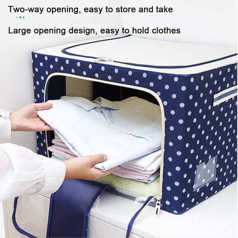 DHAVL Clothes Storage BoxFoldable Bins Extra 66L Foldable Stackable Container Set with LTightGrid DesignOven Safe 66 LTR Multicolour Metal Fabric Rectangular - Image 5
