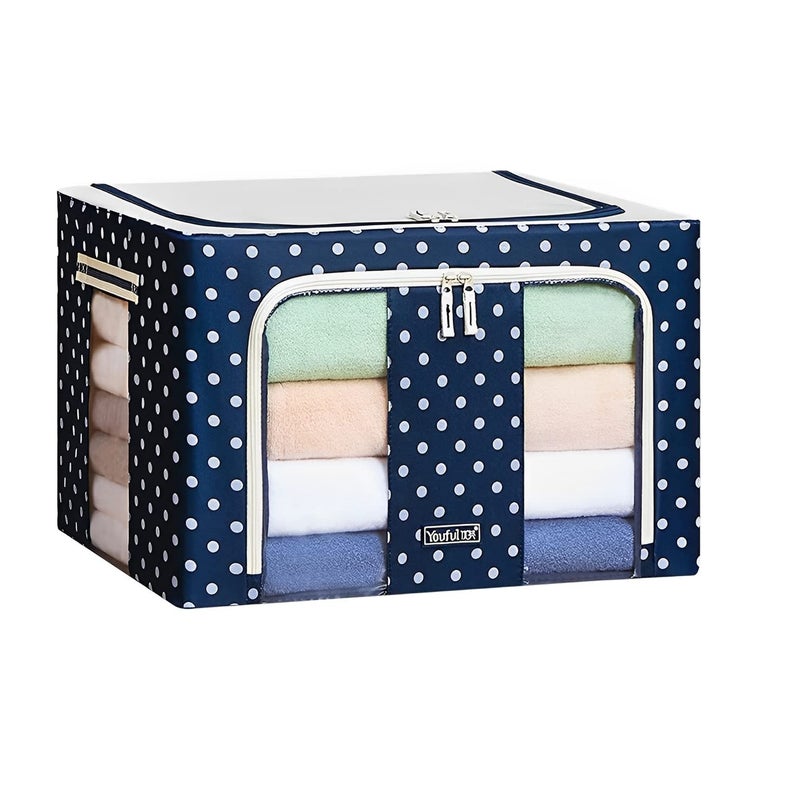 DHAVL Clothes Storage BoxFoldable Bins Extra 66L Foldable Stackable Container Set with LTightGrid DesignOven Safe 66 LTR Multicolour Metal Fabric Rectangular - Image 1