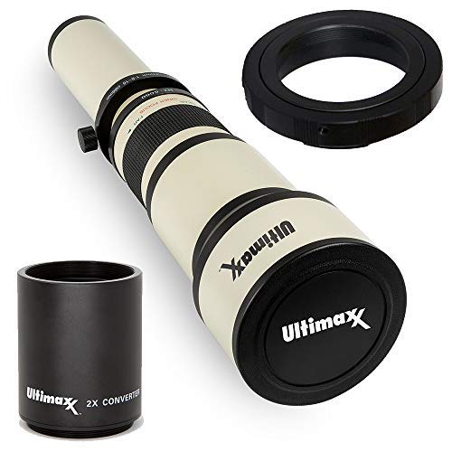 Ultimaxx 650-1300mm (w/ 2X Converter 1300-2600mm) Telephoto Zoom Lens Set for Canon EOS 9000D 800D 760D 750D 700D 1300D 1200D T100, 4000D, 3000D, 2000D, 1500D DSLR Cameras - Image 1