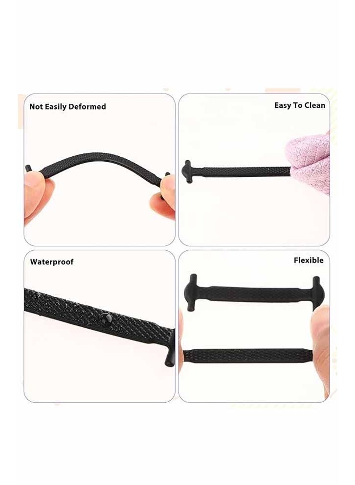 32PCS No Tie Shoelaces for Kids Adults, Black Elastic Silicone Lazy Shoelaces - Image 3