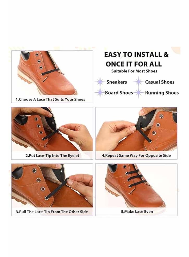 32PCS No Tie Shoelaces for Kids Adults, Black Elastic Silicone Lazy Shoelaces - Image 4