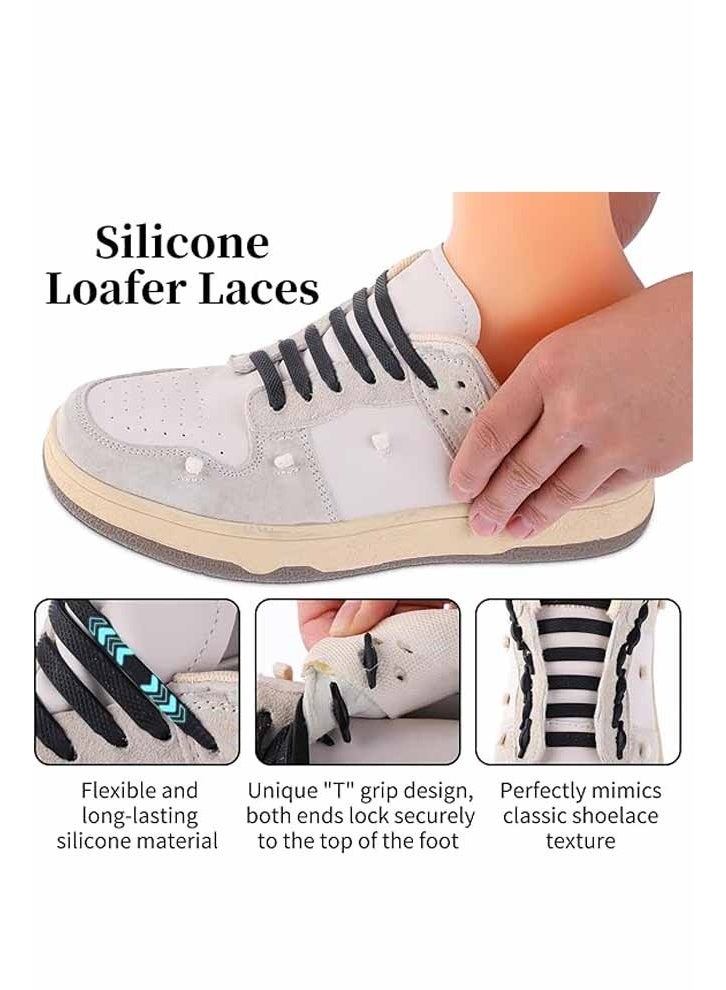 32PCS No Tie Shoelaces for Kids Adults, Black Elastic Silicone Lazy Shoelaces - Image 2