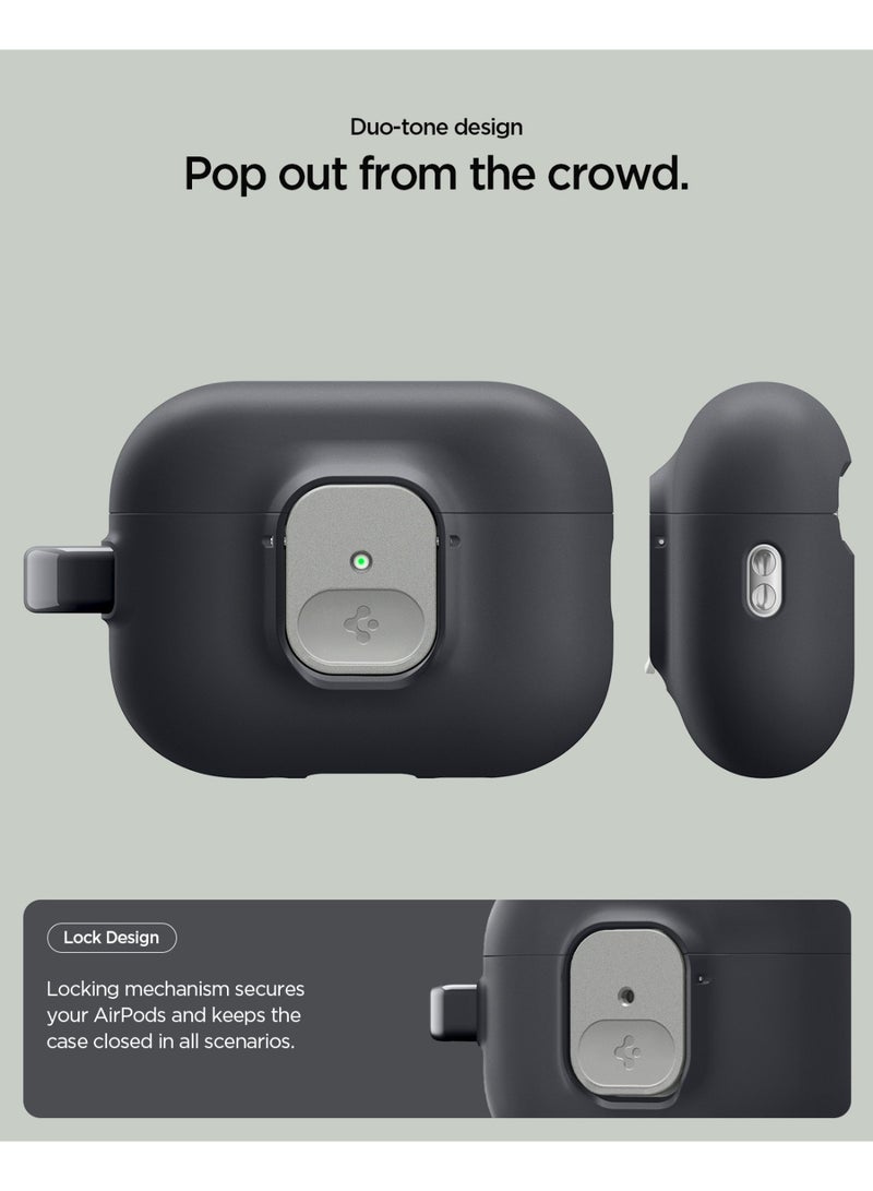 Spigen حافظة نانو بوب لأيربودز برو 3 مع قفل آمن وكارابينر، غلاف هجين متوافق مع أيربودز برو الجيل الثالث (2025) - سمسم أسود - Image 3