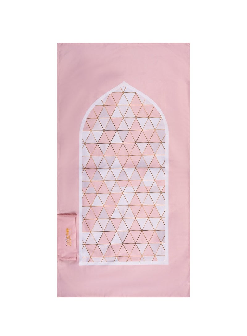 HilalFul Salah On The Go Polyester Prayer Mat - Pink Mosaic | Muslim Praying Rug for Kids/Children | Water Resistant | Anti-Slip | Islamic Gift for Eid, Ramadan | For Travel | Lightweight - Image 1