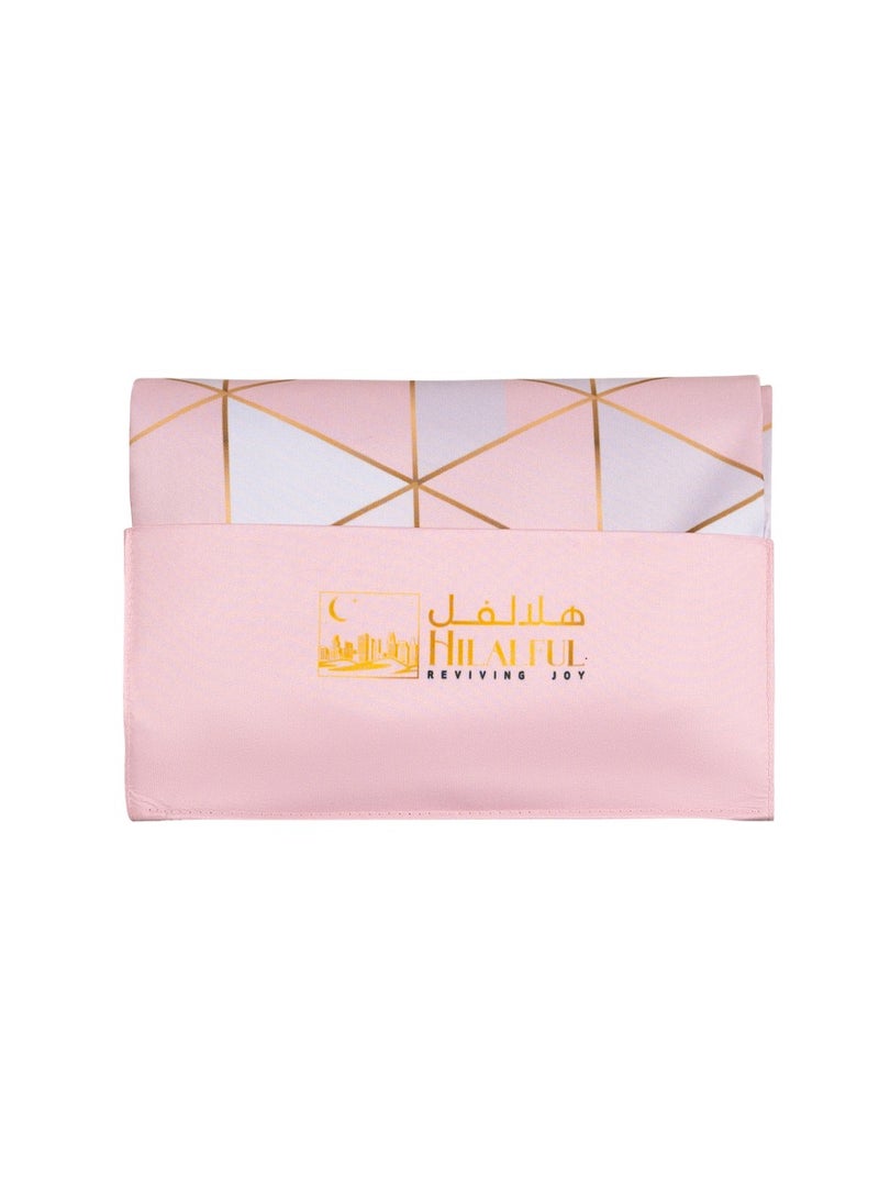 HilalFul Salah On The Go Polyester Prayer Mat - Pink Mosaic | Muslim Praying Rug for Kids/Children | Water Resistant | Anti-Slip | Islamic Gift for Eid, Ramadan | For Travel | Lightweight - Image 3