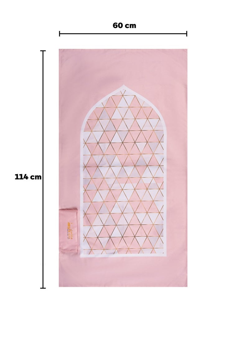 HilalFul Salah On The Go Polyester Prayer Mat - Pink Mosaic | Muslim Praying Rug for Kids/Children | Water Resistant | Anti-Slip | Islamic Gift for Eid, Ramadan | For Travel | Lightweight - Image 4