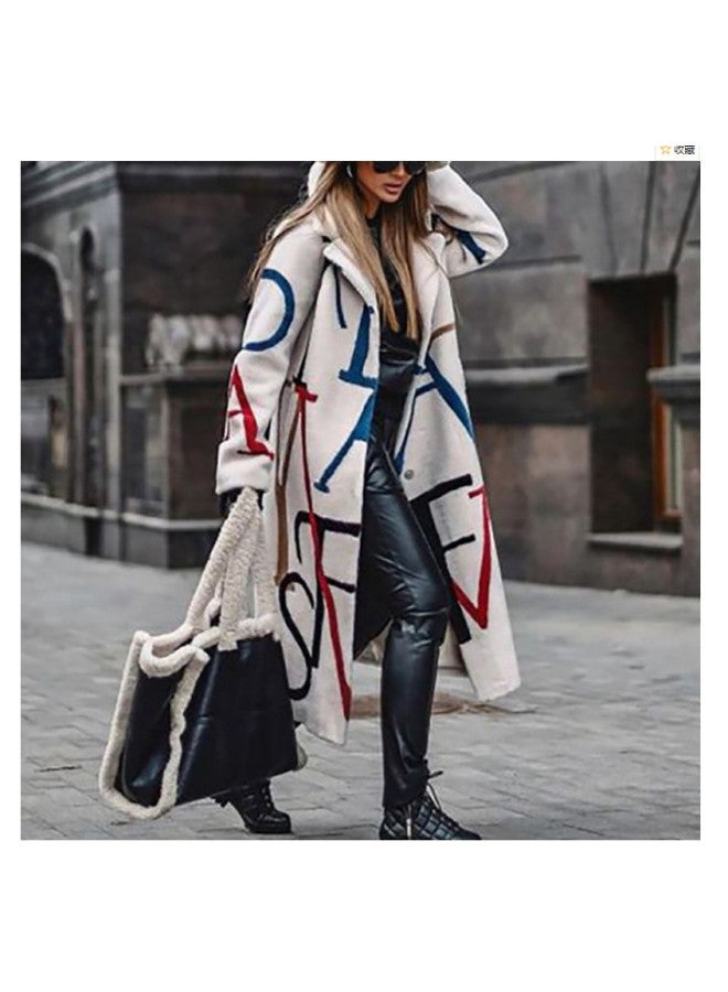 European And American Autumn Women's Clothing, Various Color-blocked Plaid Long-sleeved Lapel Outwears, Printed Dragon And Phoenix Woolen Outwears