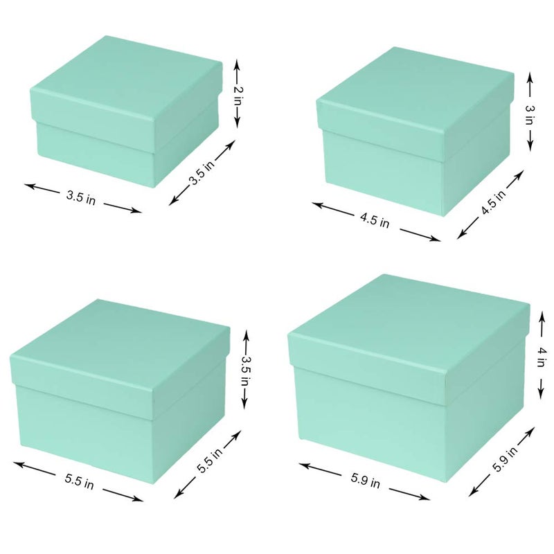 Briful Square Gift Boxes with Lids Set of 4 Teal Green Gift Box Assorted Sizes Nesting Gift Boxes for Presents Birthday Bridesmaid Wedding Valentines Christmas Party Favor Boxes - Image 2
