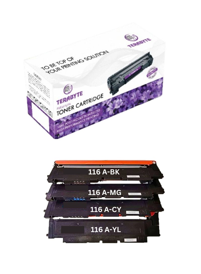 Terabyte 116A Compatible Toner Cartridge W2060A W2061A W2062A W2063A use for Color Laser MFP178nw 179fnw 150a 150w 150nw Printers (Multicolor) - Image 1
