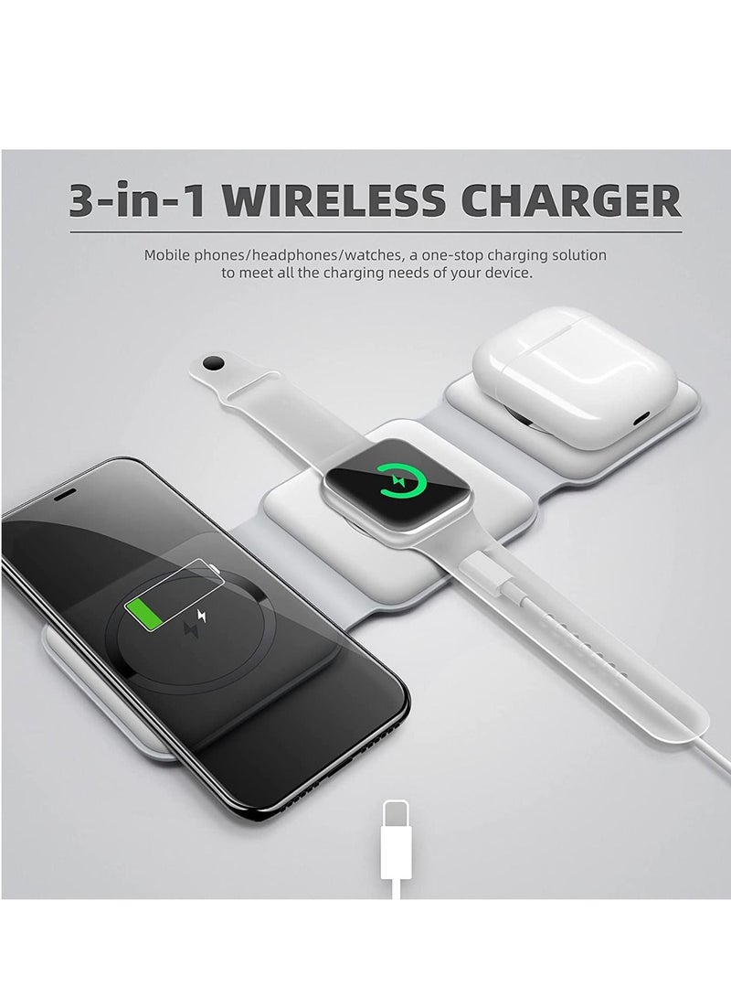 3 in 1 Wireless Charger,Magnetic Foldable Charging Station,Fast Wireless Charging Pad (WHITE) - Image 3