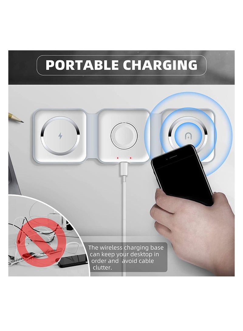 3 in 1 Wireless Charger,Magnetic Foldable Charging Station,Fast Wireless Charging Pad (WHITE) - Image 2
