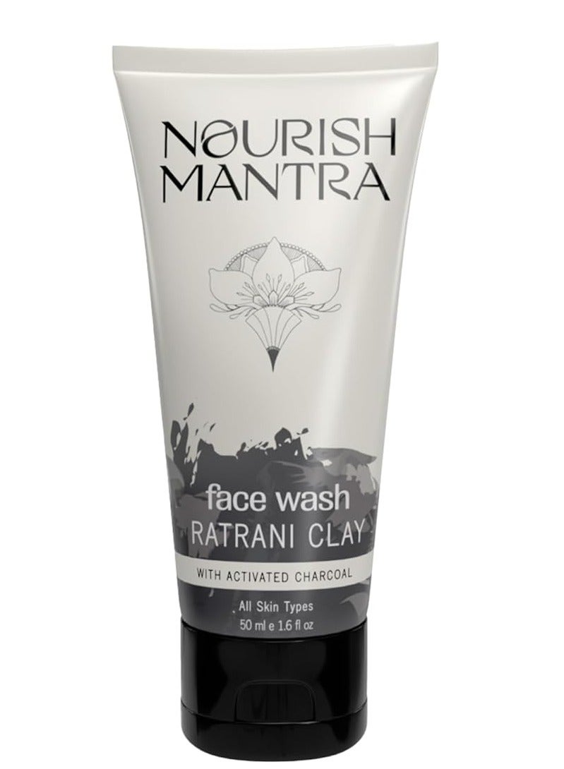 Nourish Mantra Ratrani Moroccan Lava Face Wash Enriched With Moroccan Clay Activated Charcoal and Vitamin E   Face Wash For All Skin Types  Paraben and SLSSLES Free 50 ml - Image 1