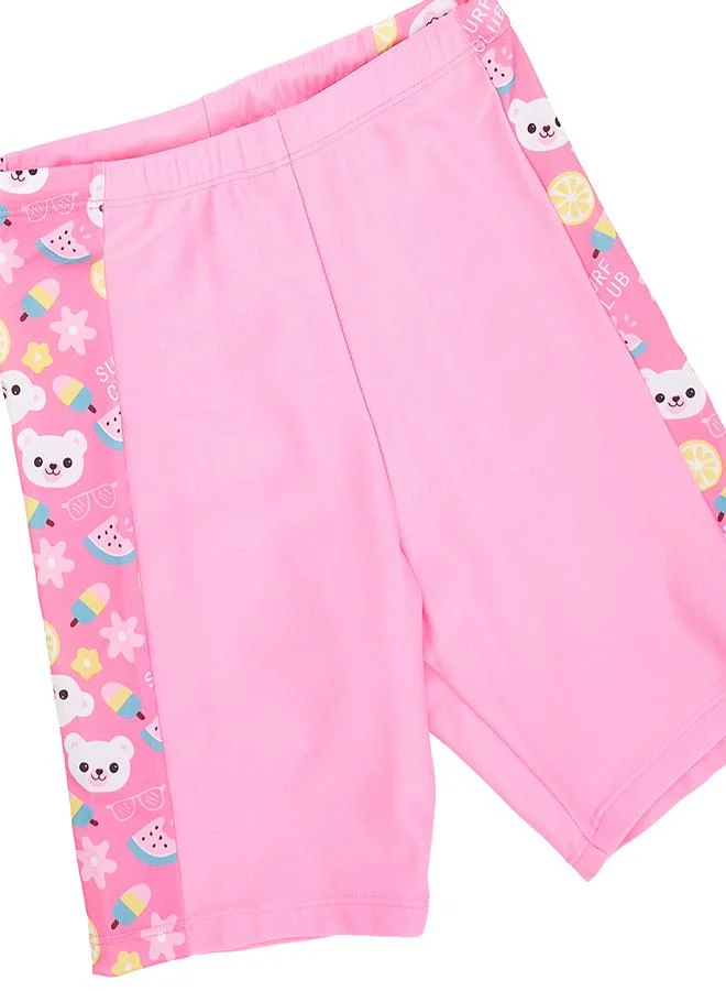 babyqlo Pink Surf 3 Pc Girls Swimsuit Set with Cap