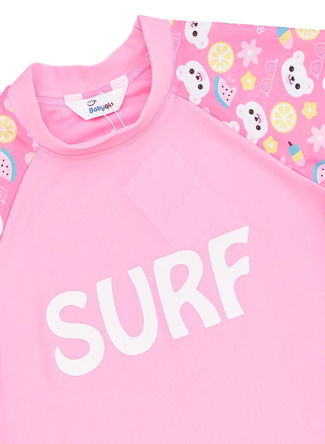 بيبي كلو طقم سباحة وردي للبنات من 3 قطع مع قبعة - Image 5