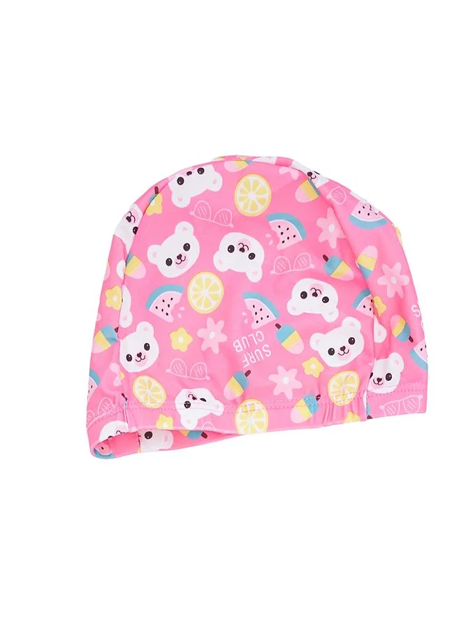 babyqlo Pink Surf 3 Pc Girls Swimsuit Set with Cap