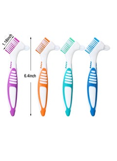 WILLBOND WILLBOND 6 Pieces Hard Denture Toothbrush Denture Brush Cleaning Brush with White Carrying Case for False Teeth Cleaning(Green, Purple, Blue and Orange)  - Image 2