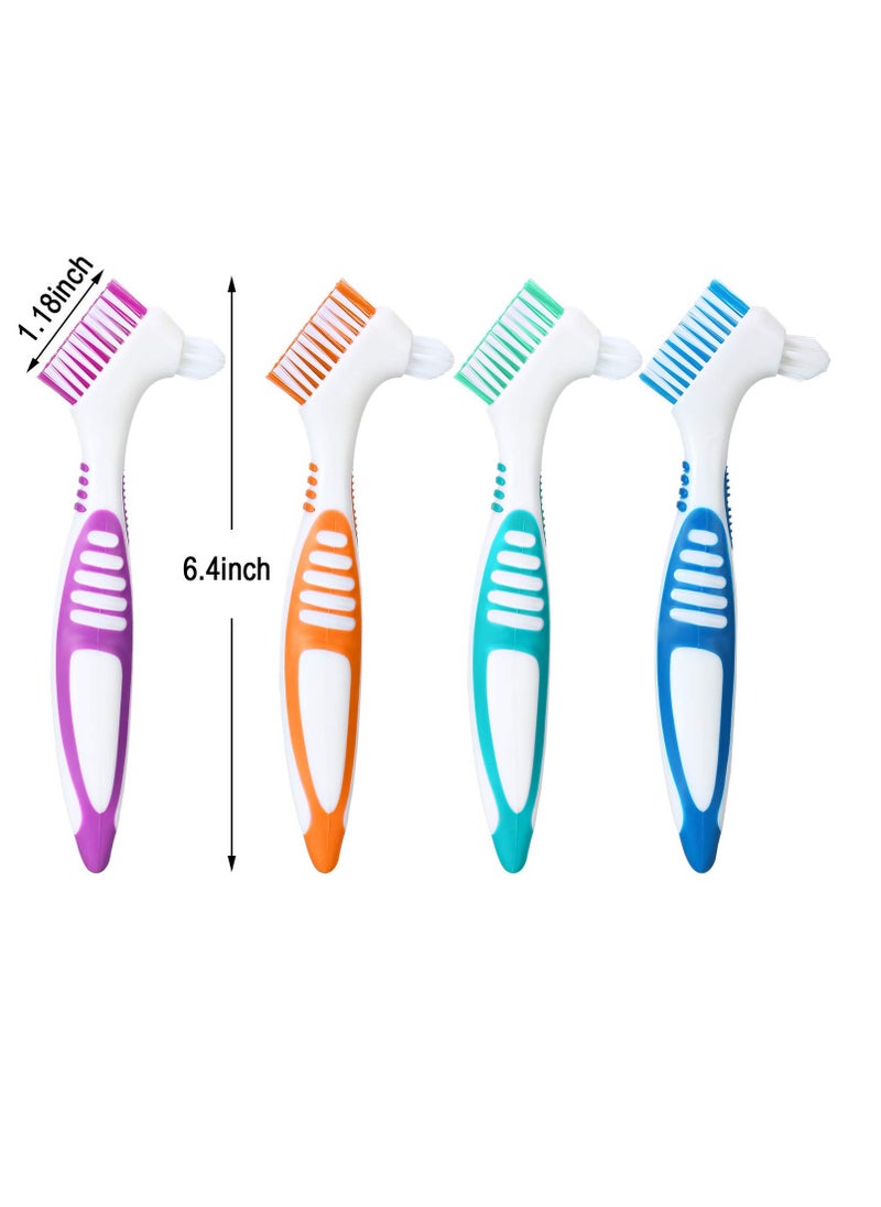 WILLBOND WILLBOND 6 Pieces Hard Denture Toothbrush Denture Brush Cleaning Brush with White Carrying Case for False Teeth Cleaning(Green, Purple, Blue and Orange)  - Image 2