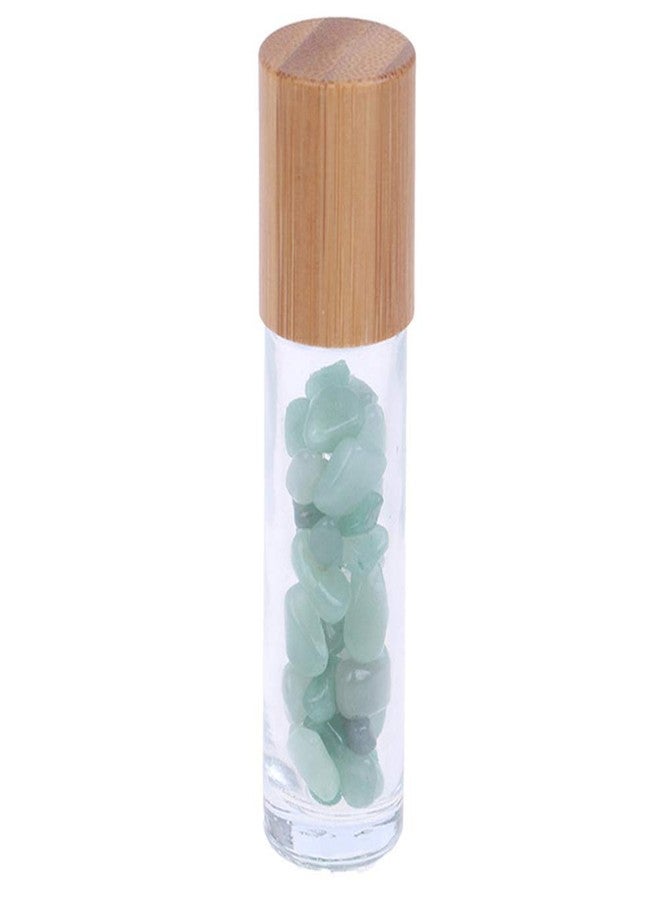 Getmecraft 10ml Green Jade Clear Glass Roll On Bottle For Essential Oils,Refillable Roller Bottle With Natural Crystal Gemstone Roller Balls Top,Bamboo Lid-Healing Crystal Chips Inside - Image 4