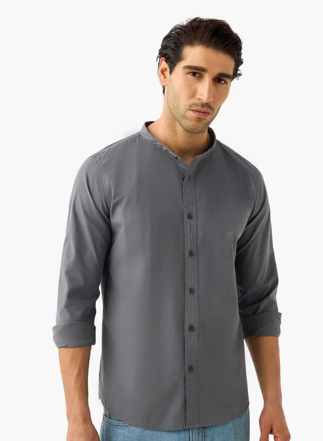 سبلاش فيڤ قميص بقصة عادية وياقة ماندرين وأكمام طويلة