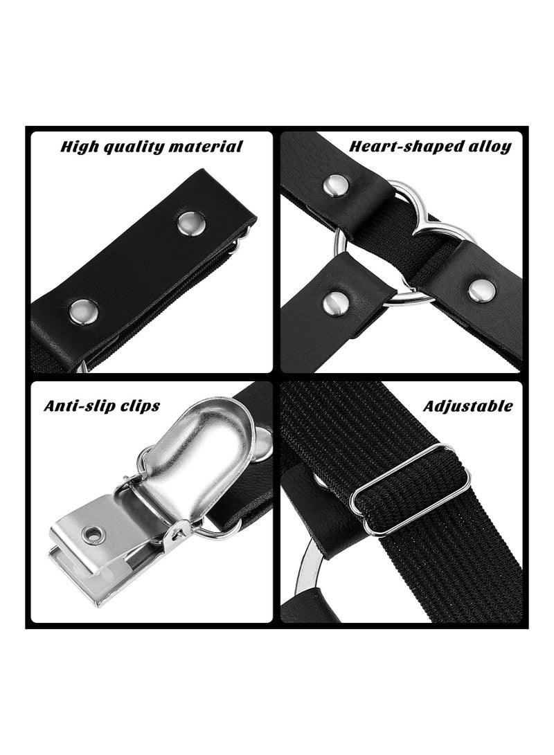 SOLARAE 4 PCS Adjustable Punk Gothic Heart Leg Garter Belt for Women, Elastic Suspender with Anti-Slip Clips, Stylish Thigh Ring Garter for Girls and Women. - Image 2