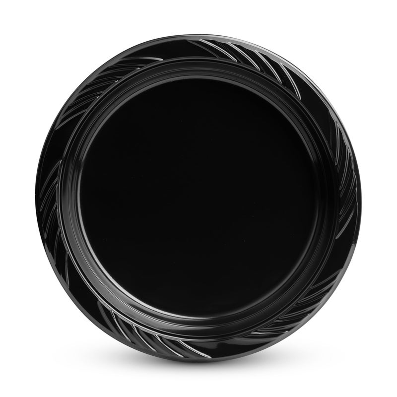 Munfix 200 Black Plastic Plates Set - 9 Inch Disposable Dinner Plates Bulk Pack for Party BBQ  Picnic  Parties  Travel and Events  Microwavable Recyclable - Image 2