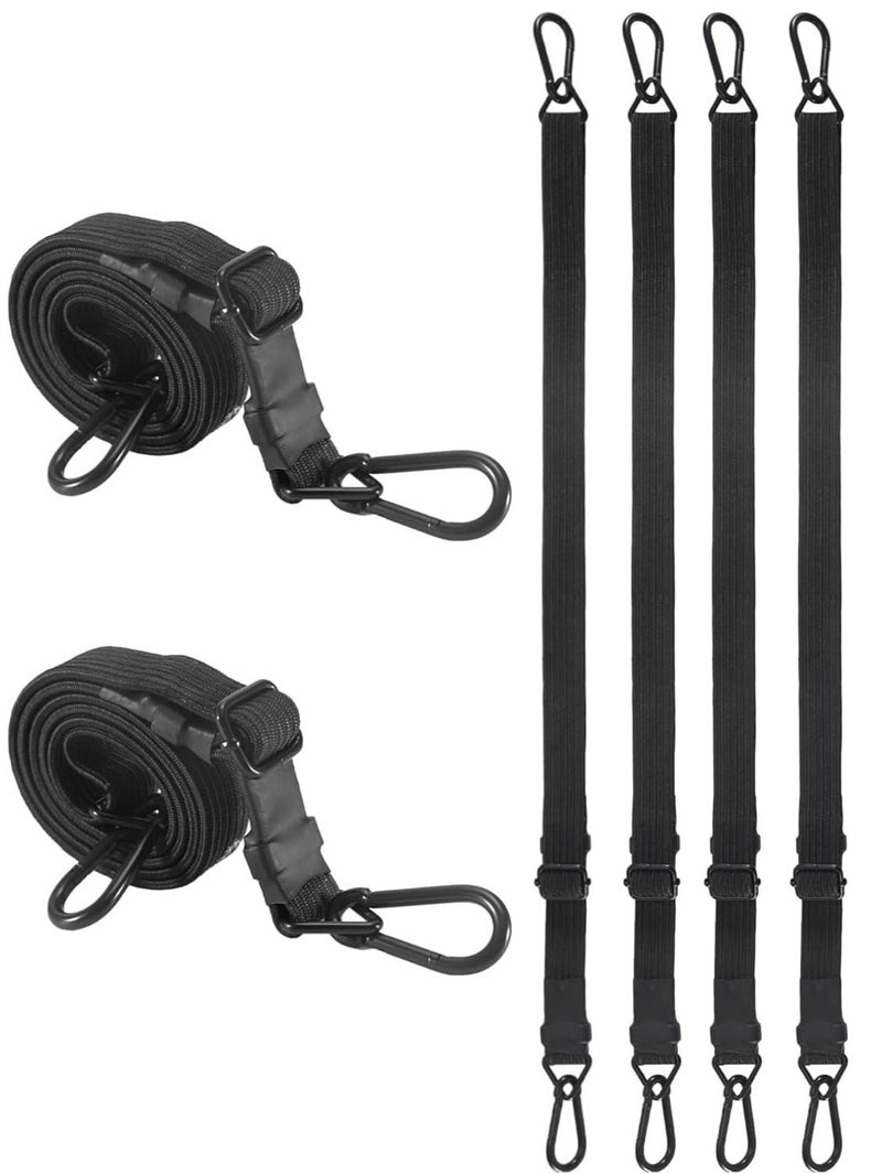 24 Inch Adjustable Carabiner Bungee Cords with 190 Lbs Max Break Strength Adjust from 17 to 24 Heavy Duty Flat Carabiner Bungee Straps with Upgraded Hooks for Tents Cargo Luggage etc 4 Pcs