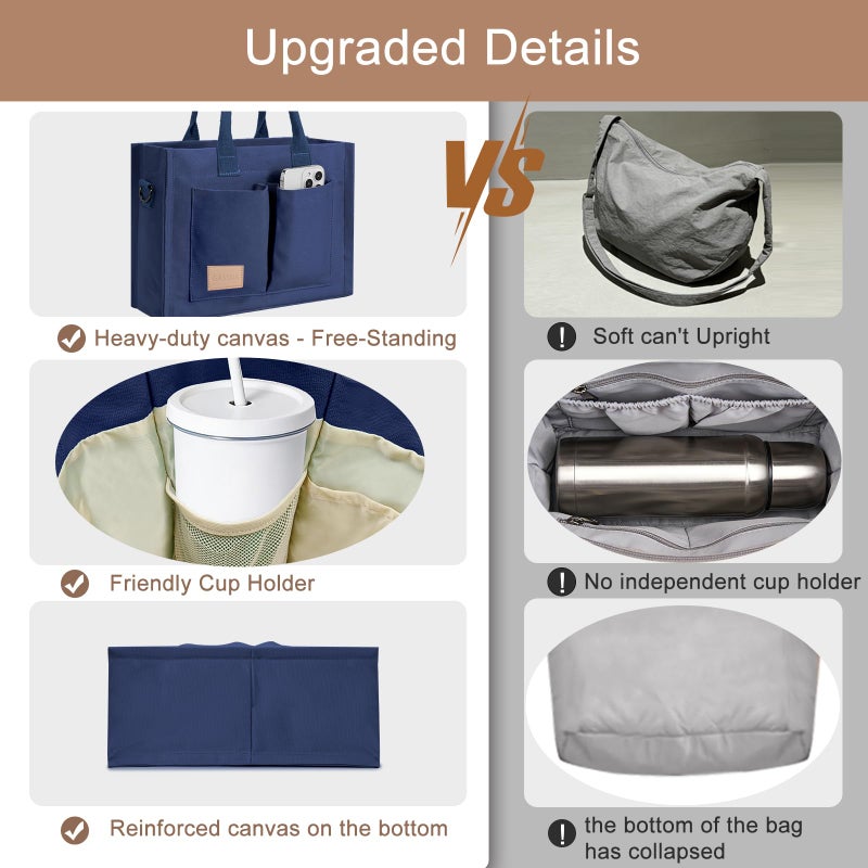 GASSDA Canvas Tote Bag for Women Crossbody Work Purse with Pockets Top Handle Handbag Satchel Bags for Travel Nurse Teacher - Image 4