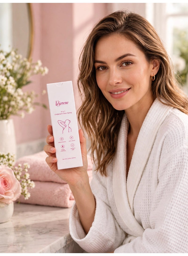KSERENE 4 In 1 Underarm Deodorant for Women, Brightening Underarm Spray with Anti-Odor Protection, Sweat Control and Skin Smoothing Care, Daily Freshness Solution for Clean, Comfortable and Confident Underarms - Image 1