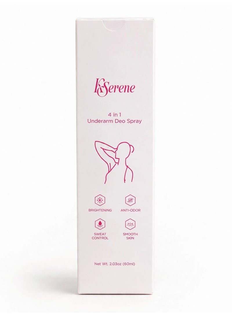 KSERENE 4 In 1 Underarm Deodorant for Women, Brightening Underarm Spray with Anti-Odor Protection, Sweat Control and Skin Smoothing Care, Daily Freshness Solution for Clean, Comfortable and Confident Underarms - Image 2