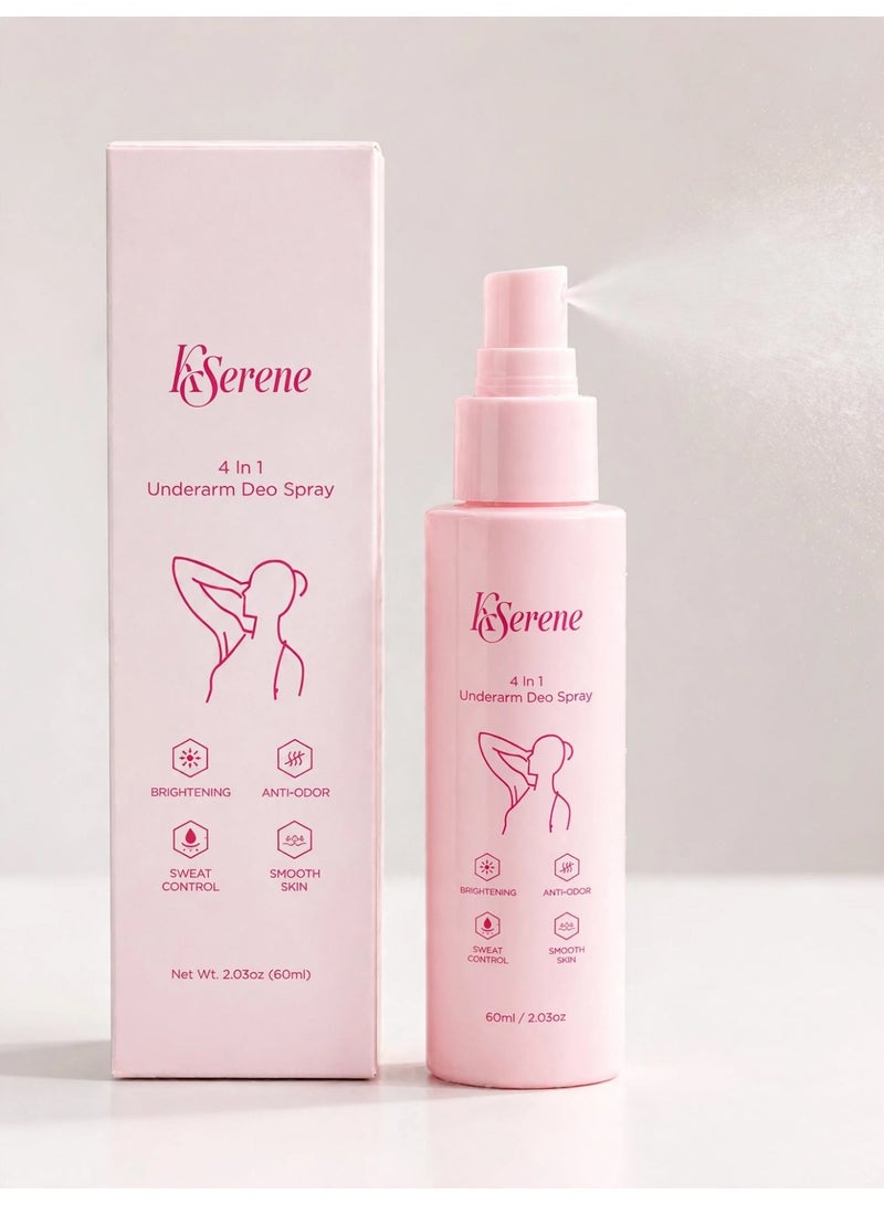 KSERENE 4 In 1 Underarm Deodorant for Women, Brightening Underarm Spray with Anti-Odor Protection, Sweat Control and Skin Smoothing Care, Daily Freshness Solution for Clean, Comfortable and Confident Underarms - Image 5