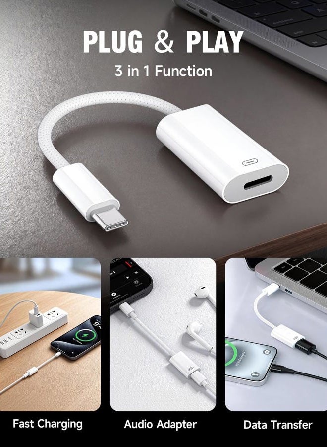 GetsISKON USB C to Lightning Headphone Audio Adapter, Type C Male to Female Lightning Earphone Converter with Charge/Data Transfer, Compatible with iPhone 16/15 Plus/Pro/Max, iPad Pro/Air 6/5/4, MacBook（2 Pack） - Image 4