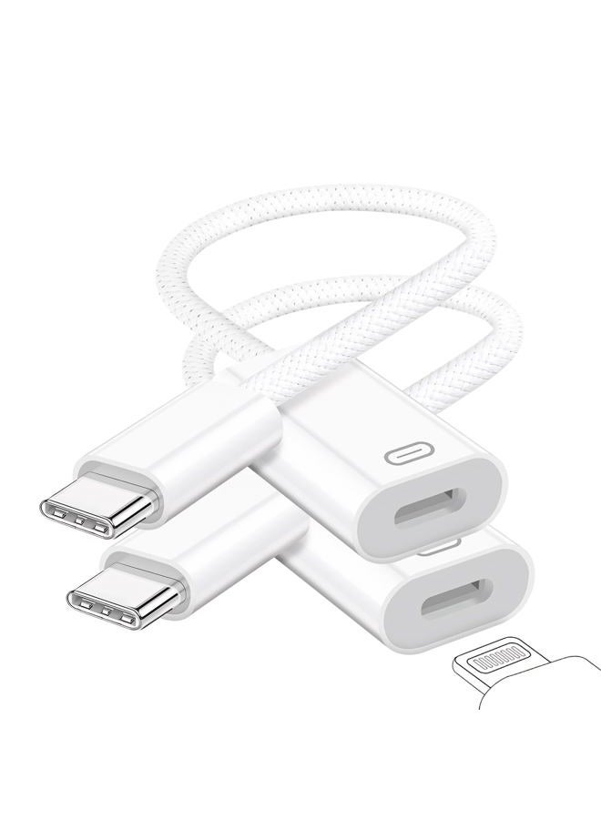 GetsISKON USB C to Lightning Headphone Audio Adapter, Type C Male to Female Lightning Earphone Converter with Charge/Data Transfer, Compatible with iPhone 16/15 Plus/Pro/Max, iPad Pro/Air 6/5/4, MacBook（2 Pack） - Image 1