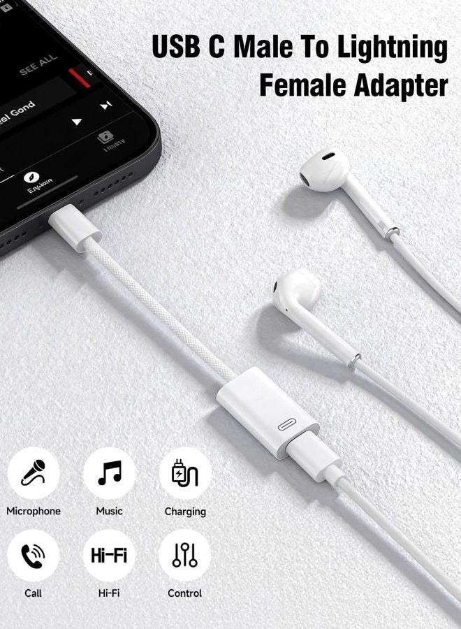 GetsISKON USB C to Lightning Headphone Audio Adapter, Type C Male to Female Lightning Earphone Converter with Charge/Data Transfer, Compatible with iPhone 16/15 Plus/Pro/Max, iPad Pro/Air 6/5/4, MacBook（2 Pack） - Image 2